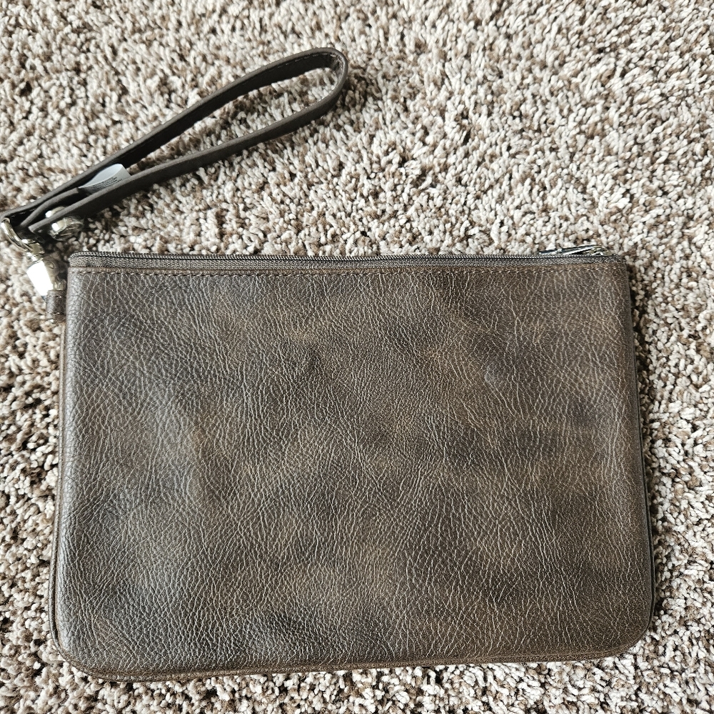 Thirty-One Rubie Mini Wrstlet in Chestnut Distressed Pebble LIKE NEW